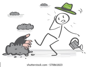 Gardener discovers a mole in his garden