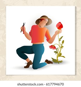 Gardener with garden shears