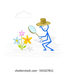 Gardener in garden - vector concept illustration