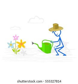 Gardener in garden - vector concept illustration