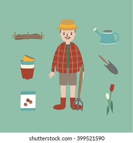 gardener with gardening tools