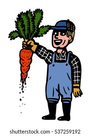 Gardener with a giant carrot