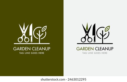 Gardener green tree leaf logo design icon sample vector Lawn care, farmer, lawn service sample template