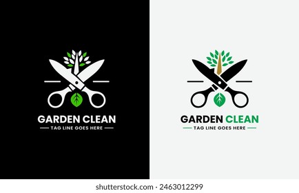 Gardener green tree leaf logo design icon sample vector Lawn care, farmer, lawn service sample template