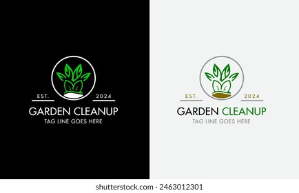 Gardener green tree leaf logo design icon sample vector Lawn care, farmer, lawn service sample template