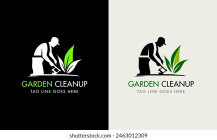 Gardener green tree leaf logo design icon sample vector Lawn care, farmer, lawn service sample template