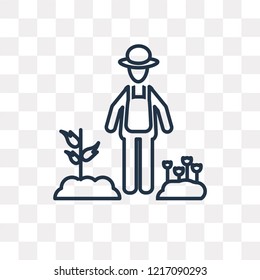 Gardener with Hat vector outline icon isolated on transparent background, high quality linear Gardener with Hat transparency concept can be used web and mobile