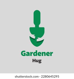 Gardener house logo template on grey background. Vector illustration.