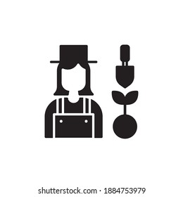 gardener icon glyph style. job character vector illustration. woman profession