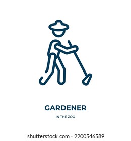 Gardener icon. Linear vector illustration from in the zoo collection. Outline gardener icon vector. Thin line symbol for use on web and mobile apps, logo, print media.