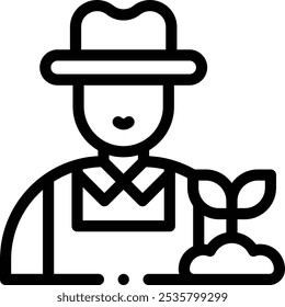 Icono de jardinero. Diseño De Estilo Lineal Delgado Aislado Sobre Fondo Blanco