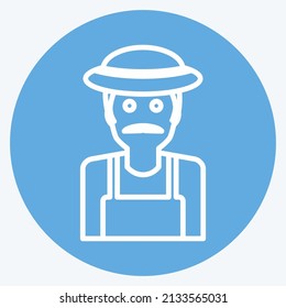 Gardener Icon in trendy blue eyes style isolated on soft blue background