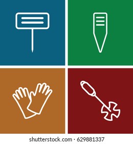 Gardener icons set. set of 4 gardener outline icons such as gardening tool