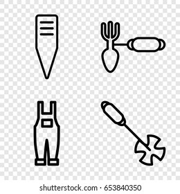 Gardener icons set. set of 4 gardener outline icons such as gardening tool