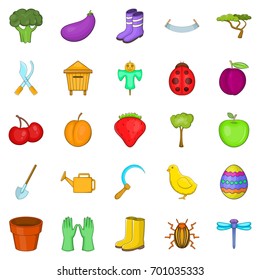 Gardener icons set. Cartoon set of 25 gardener vector icons for web isolated on white background