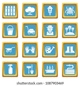 Gardener icons set vector sapphirine square isolated on white background 