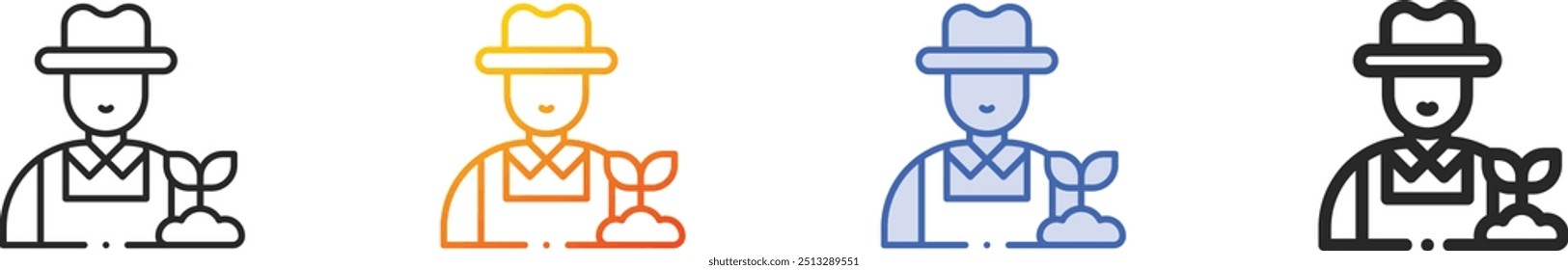 gardener icon.Thin Linear, Gradient, Blue Stroke and bold Style Design Isolated On White Background