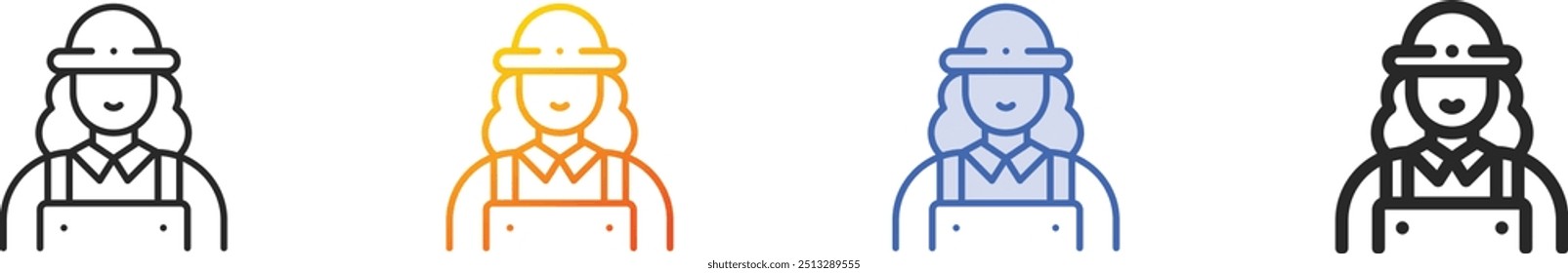 icono de jardinero. Diseño lineal delgado, degradado, azul y estilo atrevido aislado sobre fondo blanco