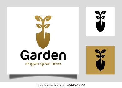 Gardener logo design inspiration vector template, Lawn care, farmer, eco lawn service with shovel icon vector