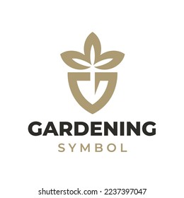 Design-Vektorgrafik des Gartenlogos, Rasenpflege, Bauer, Rasen-Service-Logo, Vektorsymbol