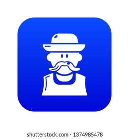 Gardener man icon blue vector isolated on white background