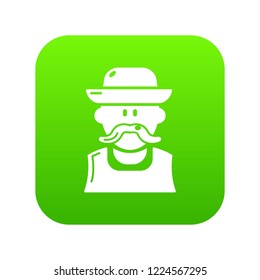Gardener man icon green vector isolated on white background
