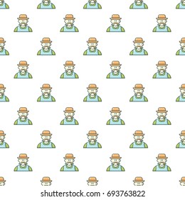 Gardener man pattern in cartoon style. Seamless pattern vector illustration