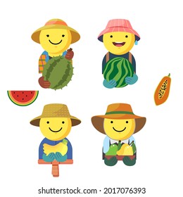 Gardener and orchard harvest icon emoji collection.