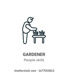 Gardener outline vector icon. Thin line black gardener icon, flat vector simple element illustration from editable people skills concept isolated stroke on white background