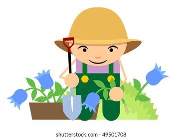 Gardener planted flowers
