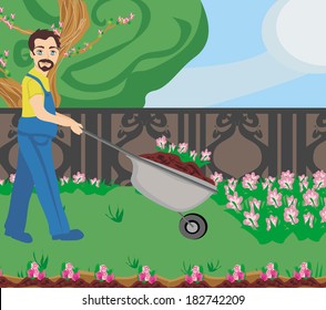 gardener planting flowers