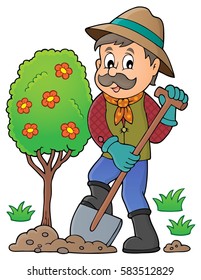 Gardener planting tree theme image 1 - eps10 vector illustration.
