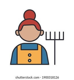 diseño de ilustración vectorial de avatar estilo de relleno de la profesión del jardinero