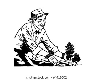 Gardener - Retro Clipart Illustration