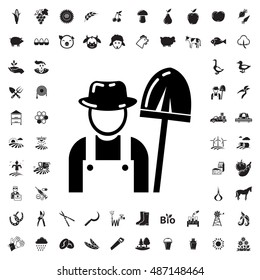 Gardener with shovel icon illustration isolated vector sign symbol