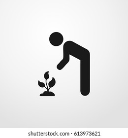 gardener and sprout icon. vector sign symbol on white background