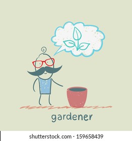gardener thinks of a beautiful plant