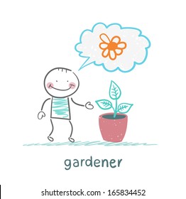 gardener thinks of a beautiful plant