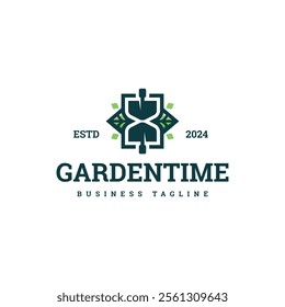 gardener time vector logo design
