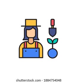 gardener vector icon colorful. job character illustration. woman profession