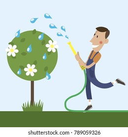 the gardener is watering