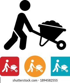 Gardener With Wheelbarrow Vector Icon