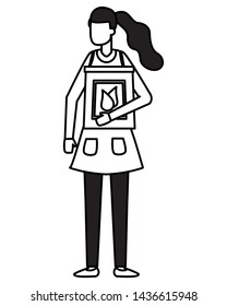 gardener woman with fertilizer work gardening design vector illustration