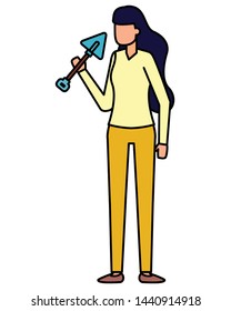 gardener woman with shovel work gardening design vector illustration