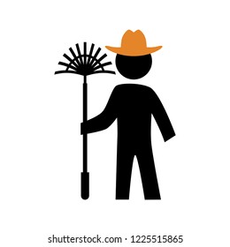 gardener worker with rake silhouette avatar