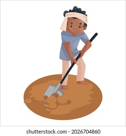 Gardener is working in the field. Vector graphic illustration. Individually on a white background.