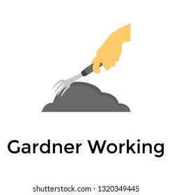 Gardener working flat icon vector 