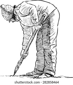 gardener working on the lawn