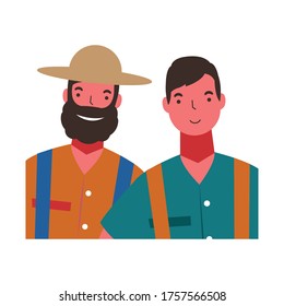 diseño de horticultores masculinos, acciones de los trabajadores trabajos de ocupación servicio profesional de empleados y tema laboral Ilustración vectorial