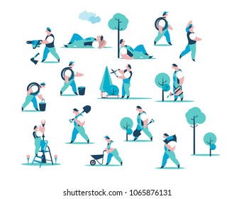 gardeners on a white background